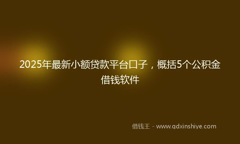 2025年最新小额贷款平台口子，概括5个公积金借钱软件