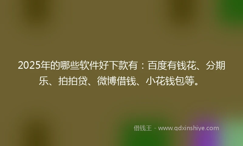 2025年的哪些软件好下款有：百度有钱花、分期乐、拍拍贷、微博借钱、小花钱包等。