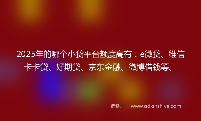 2025年的哪个小贷平台额度高有：e微贷、维信卡卡贷、好期贷、京东金融、微博借钱等。