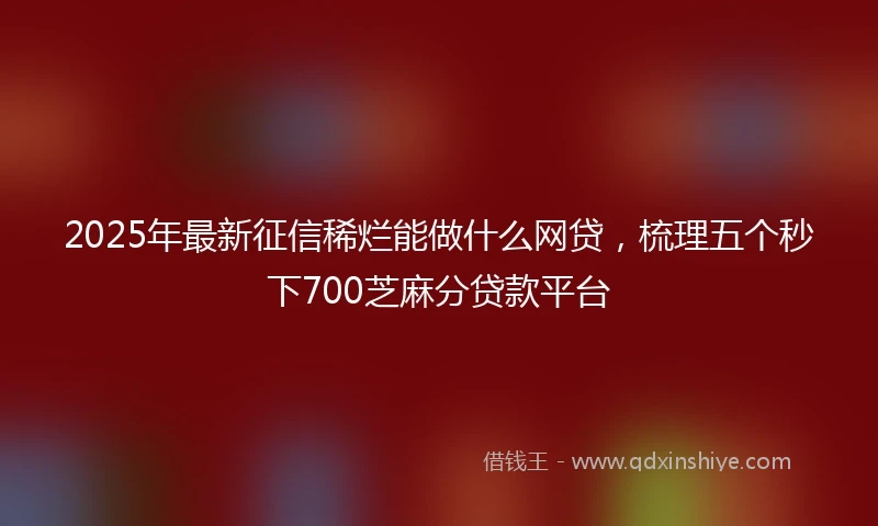 2025年最新征信稀烂能做什么网贷，梳理五个秒下700芝麻分贷款平台