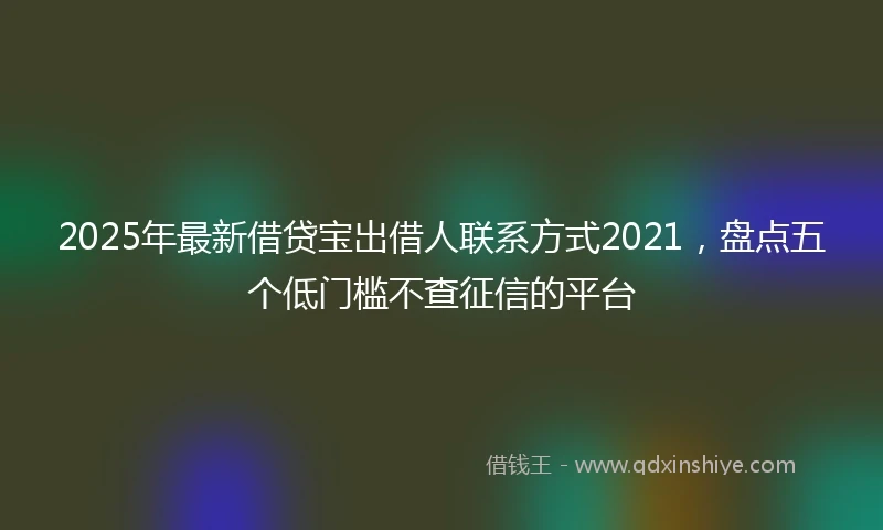 2025年最新借贷宝出借人联系方式2021，盘点五个低门槛不查征信的平台