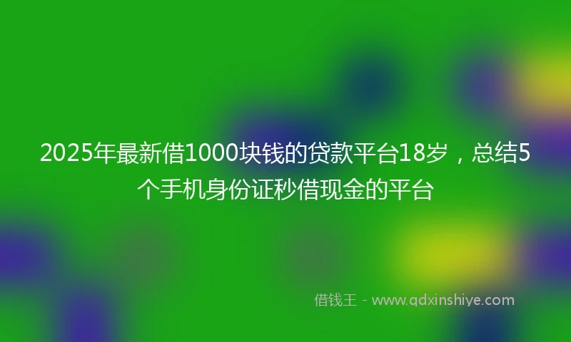 2025年最新借1000块钱的贷款平台18岁，总结5个手机身份证秒借现金的平台
