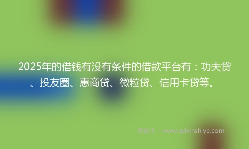 2025年的借钱有没有条件的借款平台有：功夫贷、投友圈、惠商贷、微粒贷、信用卡贷等。