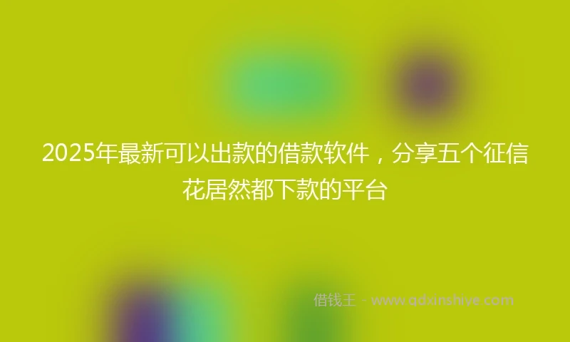 2025年最新可以出款的借款软件，分享五个征信花居然都下款的平台