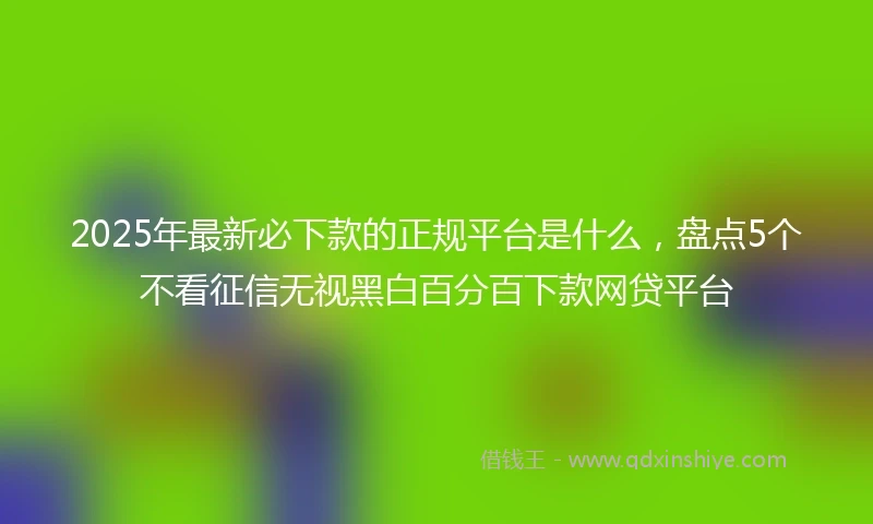 2025年最新必下款的正规平台是什么，盘点5个不看征信无视黑白百分百下款网贷平台