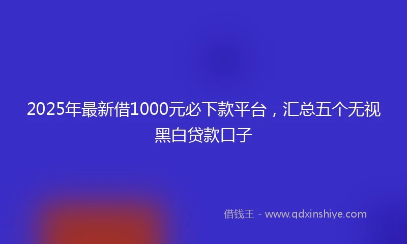 2025年最新借1000元必下款平台，汇总五个无视黑白贷款口子
