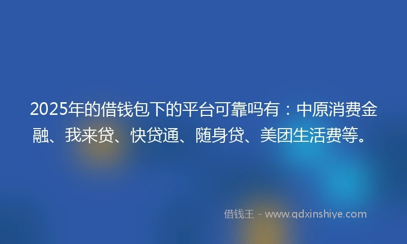 2025年的借钱包下的平台可靠吗有：中原消费金融、我来贷、快贷通、随身贷、美团生活费等。