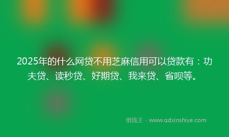 2025年的什么网贷不用芝麻信用可以贷款有：功夫贷、读秒贷、好期贷、我来贷、省呗等。