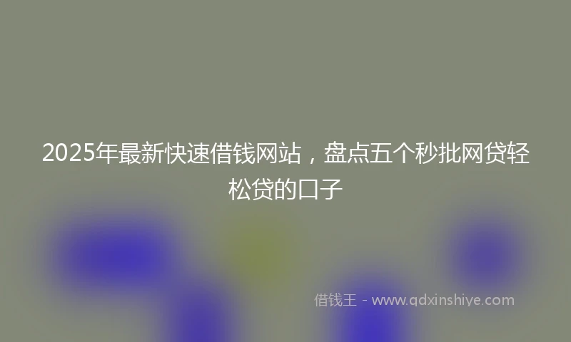 2025年最新快速借钱网站，盘点五个秒批网贷轻松贷的口子