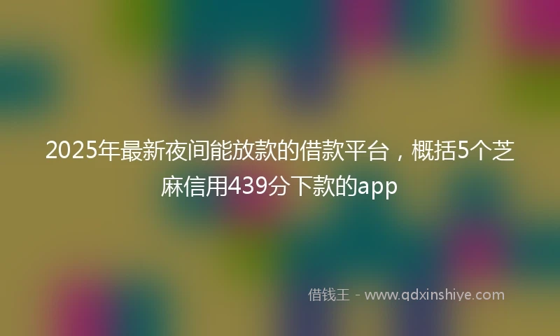 2025年最新夜间能放款的借款平台，概括5个芝麻信用439分下款的app