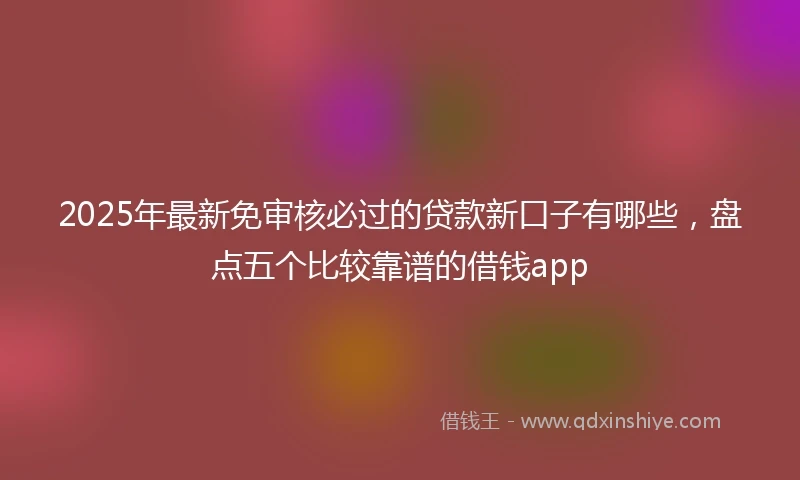 2025年最新免审核必过的贷款新口子有哪些，盘点五个比较靠谱的借钱app