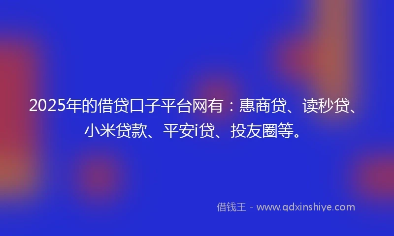 2025年的借贷口子平台网有：惠商贷、读秒贷、小米贷款、平安i贷、投友圈等。