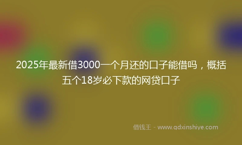 2025年最新借3000一个月还的口子能借吗，概括五个18岁必下款的网贷口子