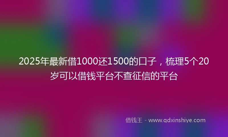 2025年最新借1000还1500的口子，梳理5个20岁可以借钱平台不查征信的平台