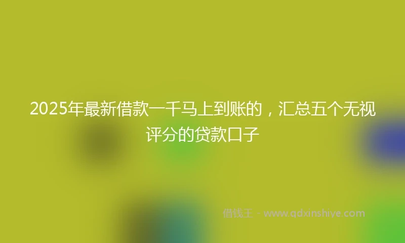 2025年最新借款一千马上到账的，汇总五个无视评分的贷款口子