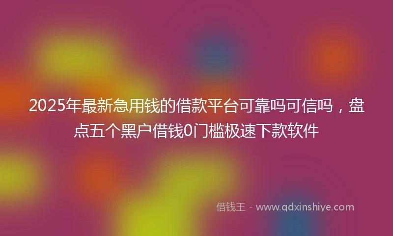 2025年最新急用钱的借款平台可靠吗可信吗，盘点五个黑户借钱0门槛极速下款软件