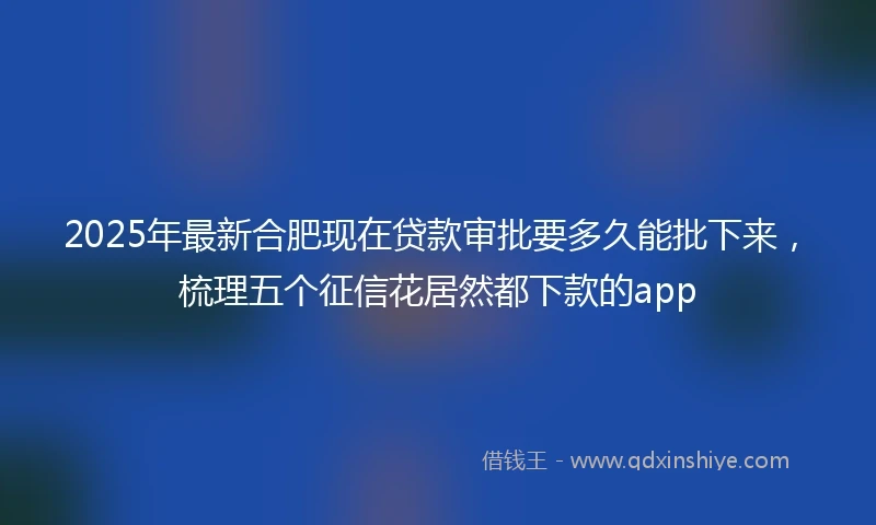 2025年最新合肥现在贷款审批要多久能批下来，梳理五个征信花居然都下款的app