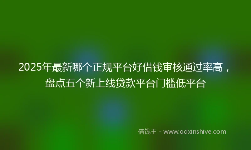 2025年最新哪个正规平台好借钱审核通过率高，盘点五个新上线贷款平台门槛低平台