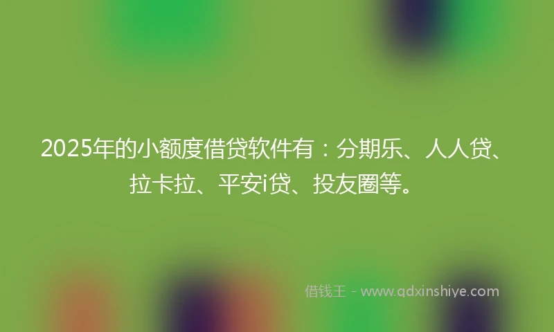 2025年的小额度借贷软件有：分期乐、人人贷、拉卡拉、平安i贷、投友圈等。