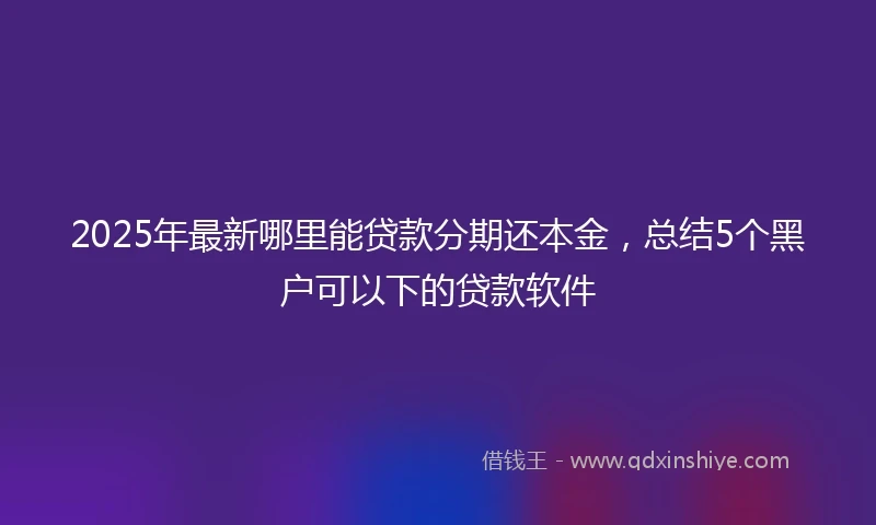 2025年最新哪里能贷款分期还本金，总结5个黑户可以下的贷款软件