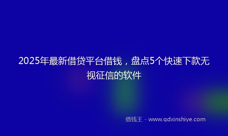 2025年最新借贷平台借钱，盘点5个快速下款无视征信的软件