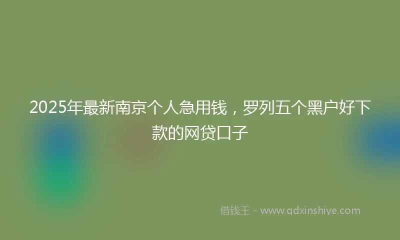 2025年最新南京个人急用钱，罗列五个黑户好下款的网贷口子