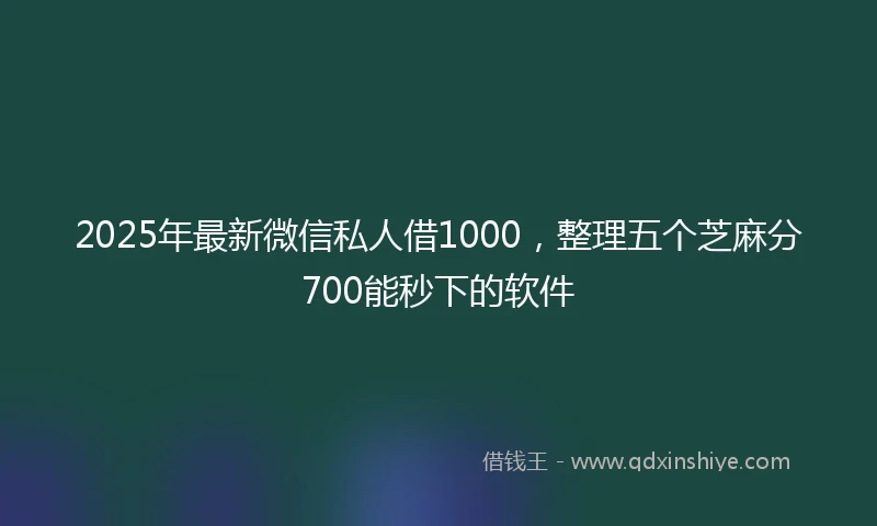 2025年最新微信私人借1000，整理五个芝麻分700能秒下的软件