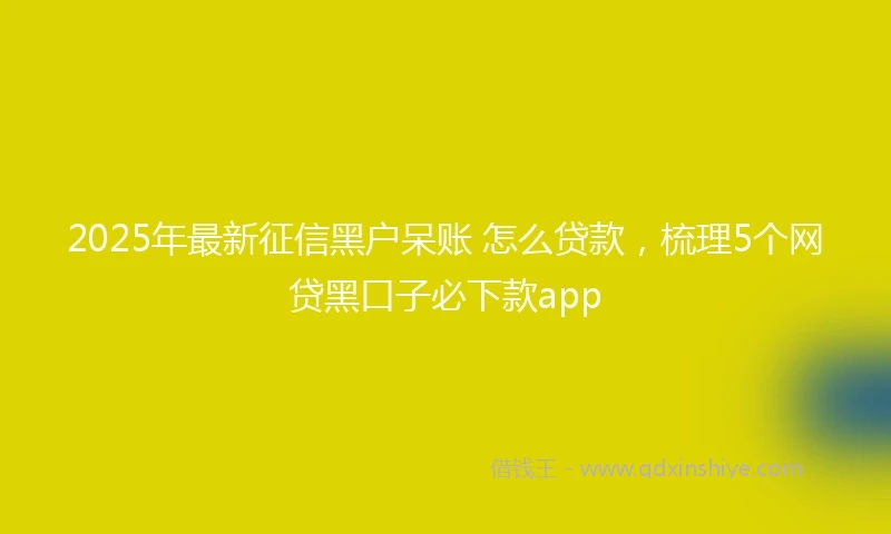 2025年最新征信黑户呆账 怎么贷款，梳理5个网贷黑口子必下款app