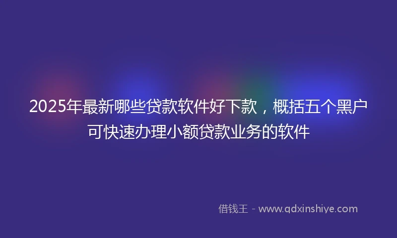 2025年最新哪些贷款软件好下款，概括五个黑户可快速办理小额贷款业务的软件