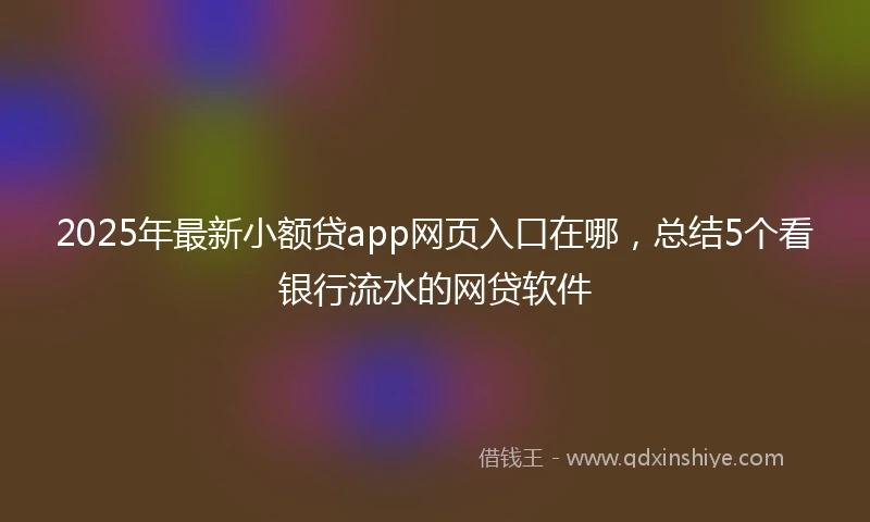 2025年最新小额贷app网页入口在哪，总结5个看银行流水的网贷软件