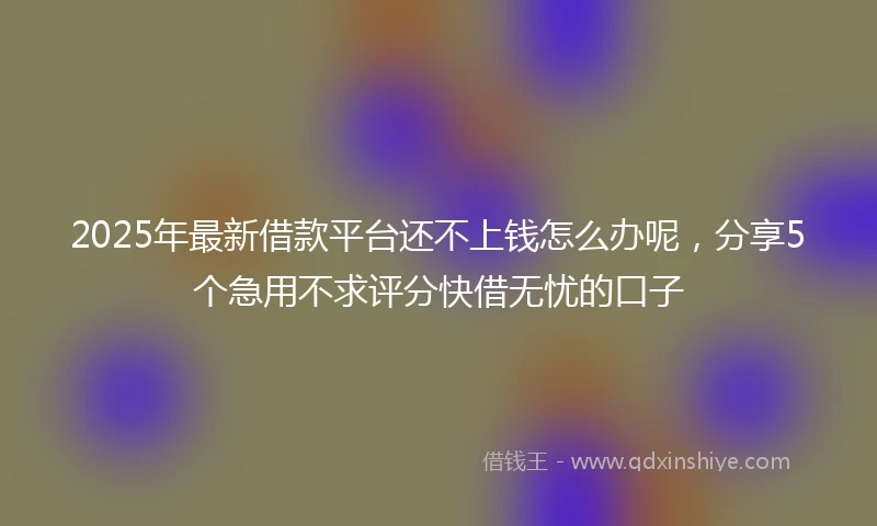 2025年最新借款平台还不上钱怎么办呢，分享5个急用不求评分快借无忧的口子