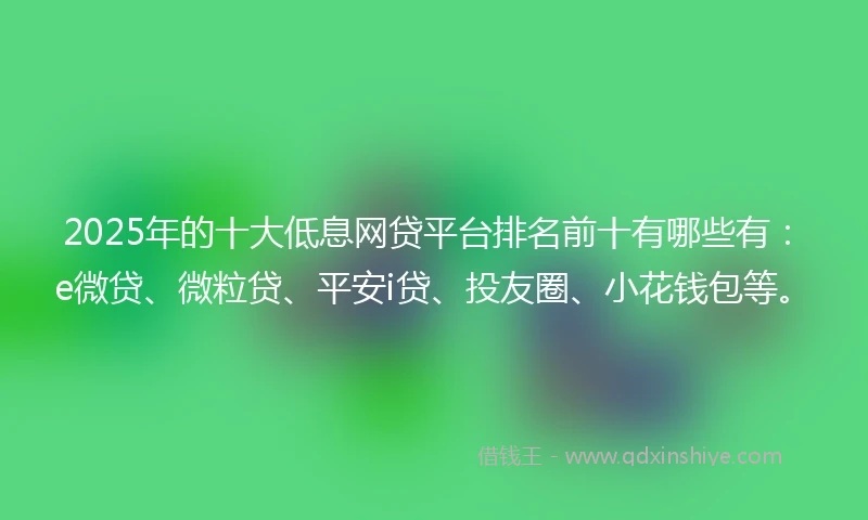 2025年的十大低息网贷平台排名前十有哪些有：e微贷、微粒贷、平安i贷、投友圈、小花钱包等。