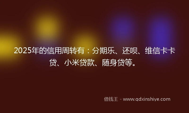 2025年的信用周转有：分期乐、还呗、维信卡卡贷、小米贷款、随身贷等。