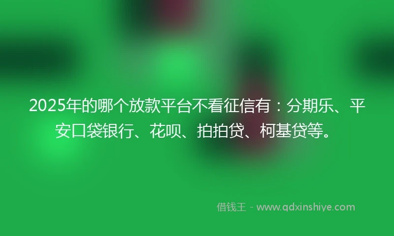 2025年的哪个放款平台不看征信有：分期乐、平安口袋银行、花呗、拍拍贷、柯基贷等。