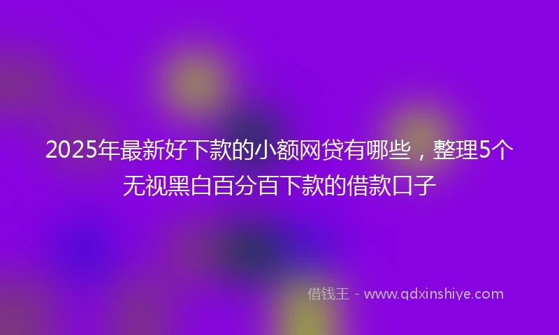 2025年最新好下款的小额网贷有哪些，整理5个无视黑白百分百下款的借款口子