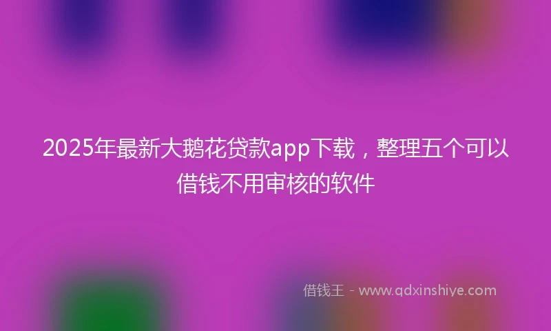 2025年最新大鹅花贷款app下载，整理五个可以借钱不用审核的软件