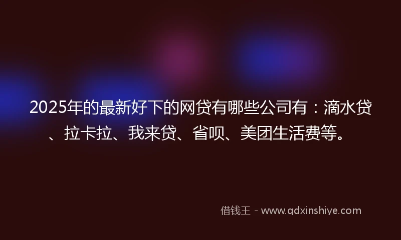 2025年的最新好下的网贷有哪些公司有：滴水贷、拉卡拉、我来贷、省呗、美团生活费等。
