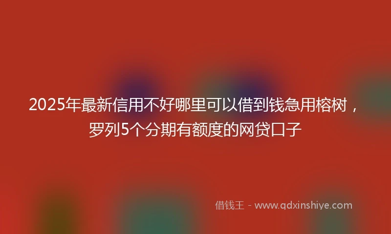 2025年最新信用不好哪里可以借到钱急用榕树，罗列5个分期有额度的网贷口子