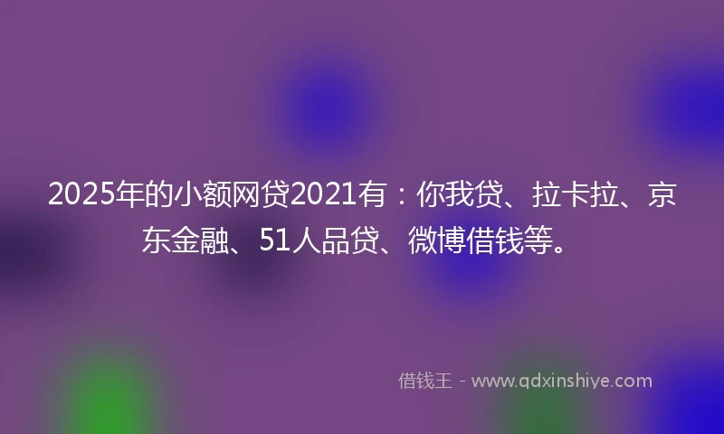 2025年的小额网贷2021有：你我贷、拉卡拉、京东金融、51人品贷、微博借钱等。