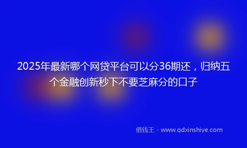 2025年最新哪个网贷平台可以分36期还，归纳五个金融创新秒下不要芝麻分的口子
