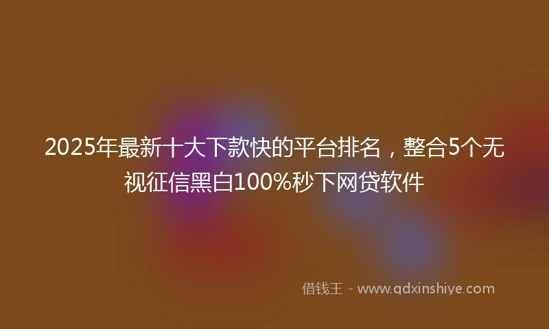 2025年最新十大下款快的平台排名，整合5个无视征信黑白100%秒下网贷软件
