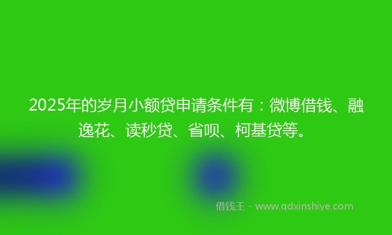 2025年的岁月小额贷申请条件有：微博借钱、融逸花、读秒贷、省呗、柯基贷等。