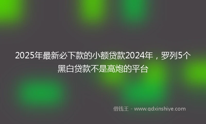 2025年最新必下款的小额贷款2024年，罗列5个黑白贷款不是高炮的平台