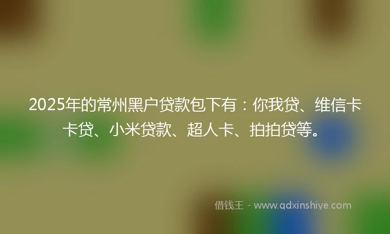 2025年的常州黑户贷款包下有：你我贷、维信卡卡贷、小米贷款、超人卡、拍拍贷等。