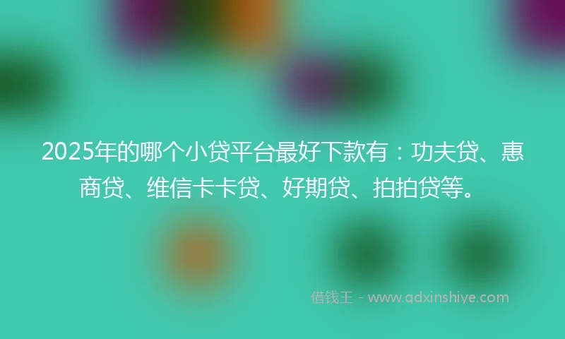 2025年的哪个小贷平台最好下款有：功夫贷、惠商贷、维信卡卡贷、好期贷、拍拍贷等。