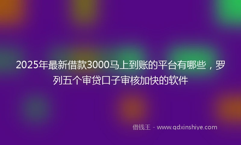 2025年最新借款3000马上到账的平台有哪些，罗列五个审贷口子审核加快的软件