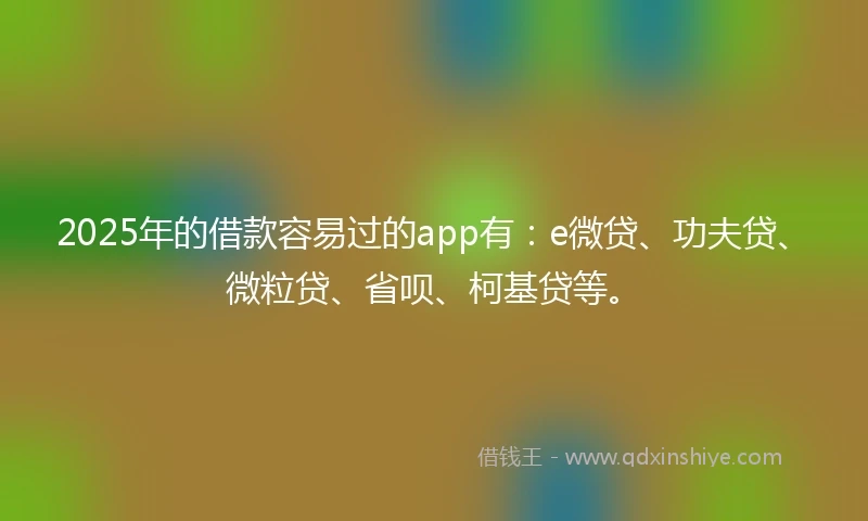 2025年的借款容易过的app有：e微贷、功夫贷、微粒贷、省呗、柯基贷等。