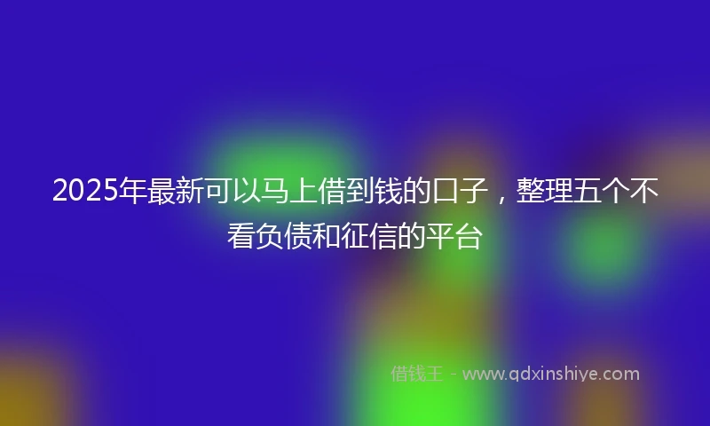 2025年最新可以马上借到钱的口子，整理五个不看负债和征信的平台