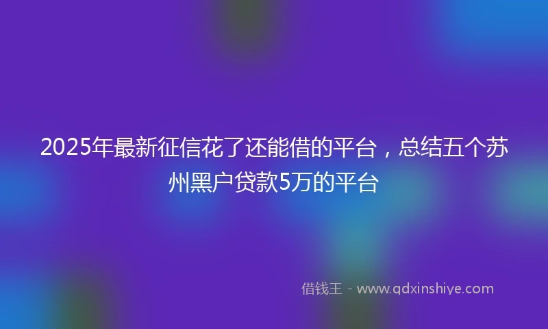2025年最新征信花了还能借的平台，总结五个苏州黑户贷款5万的平台