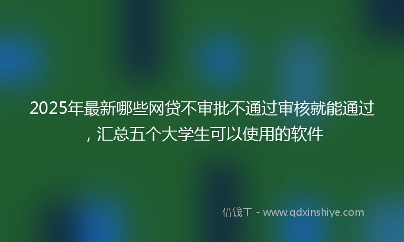 2025年最新哪些网贷不审批不通过审核就能通过，汇总五个大学生可以使用的软件